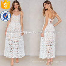 White Cotton Lace Spaghetti Strap Maxi Summer Daily Dress Manufacture Wholesale Fashion Women Apparel (TA0159D)